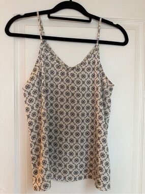 SO Cream Spaghetti Strap Floral Medallion Tank